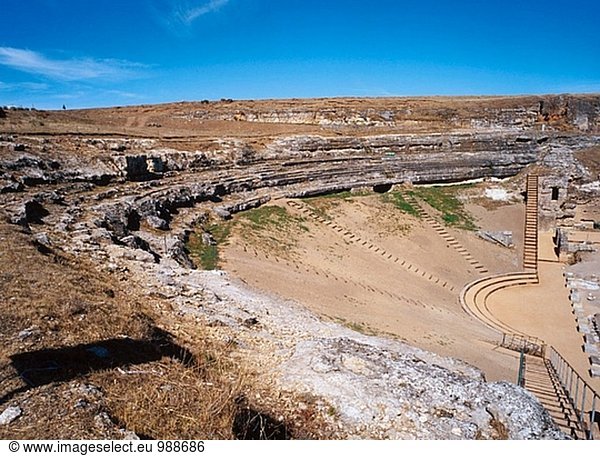 Römische Theater. Clunia Sulpicia. Peñalba de Castro. Provinz Burgos. Kastilien-León. Spanien