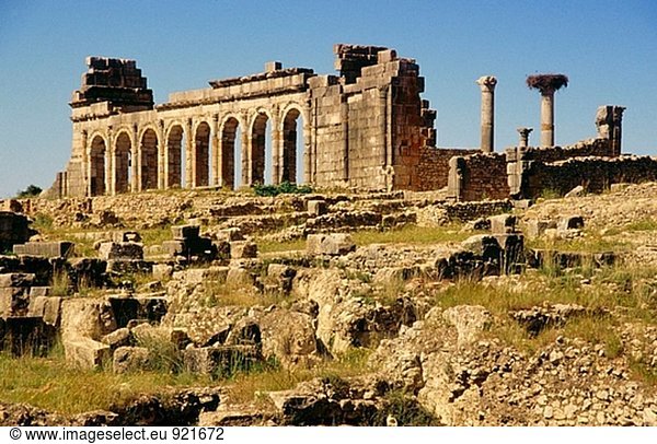 Römischen Ruinen von Volubilis  die Unterkunft. Marokko