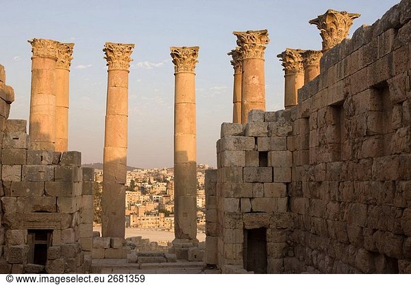 Römischen Tempel der Artemis Ruinen. Jerash. Jordanien.