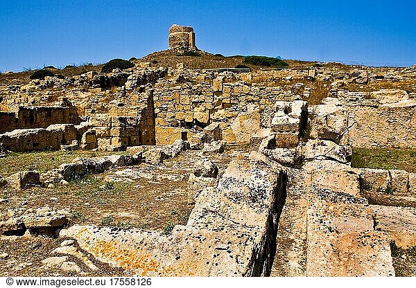 Römisches Ausgrabungsfeld Tharros  Sardinien  Italien  Europa