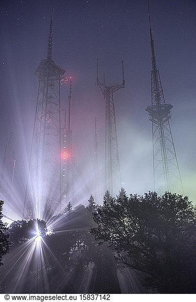 Radio Towers high on Mt. Wilson in Fog