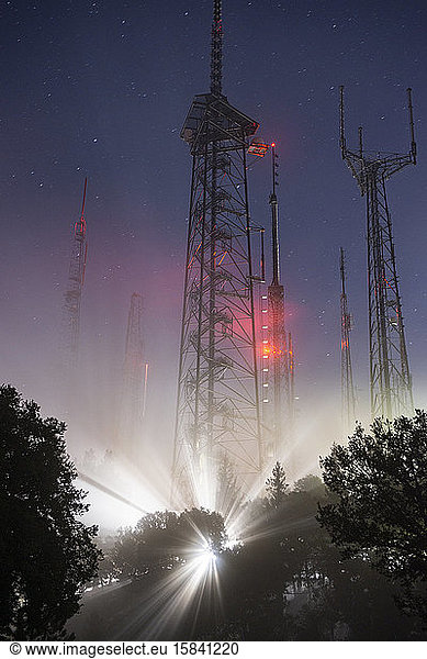Radio Towers high on Mt. Wilson in Fog