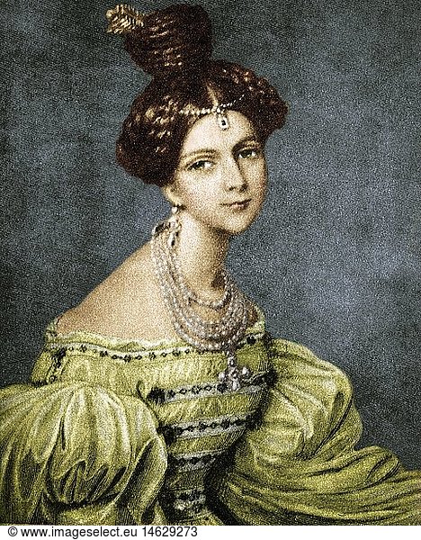 Radziwill  Elisa  26.10.1803 - 27.9.1834  Polish noblewoman  portrait  engraving  19th century  later coloured