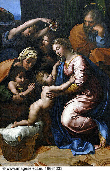Raffaello Sanzio da Urbino (1483-1520). Italienischer Maler. Hochrenaissance. Die Heilige Familie. 1518. Louvre. Paris. Frankreich.