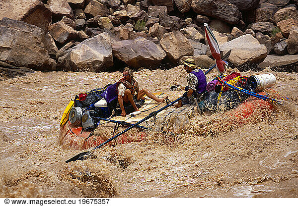 raft going down muddy river  Grand Canyon  Arizona