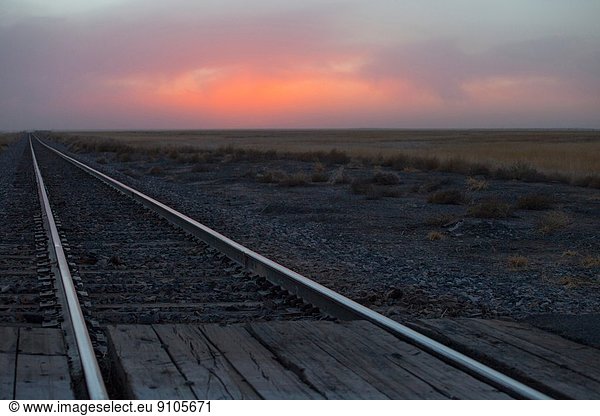 Rail crossing and tracks  Oklahoma  USA