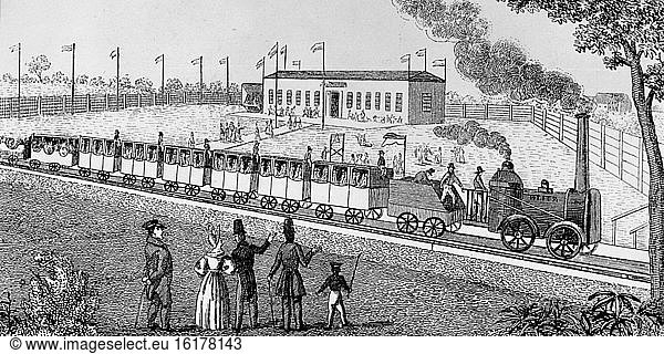Railway Leipzig-Althen 1837 / Etching