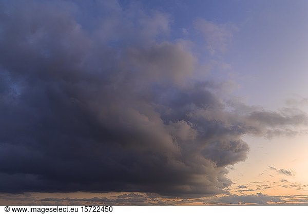 Rain cloud (Nimbostratus) in the evening sky  Bavaria  Germany  Europe
