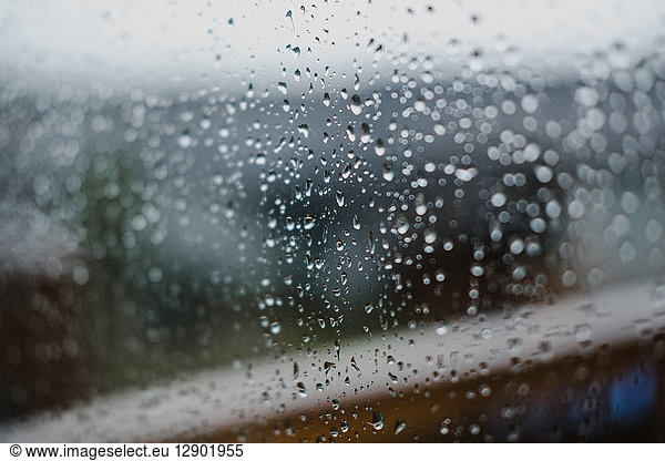 Raindrops on glass pane