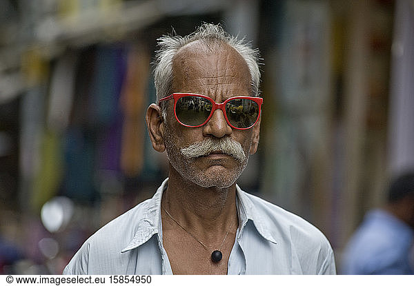 Rajasthani man with sunglasses and typical mustache