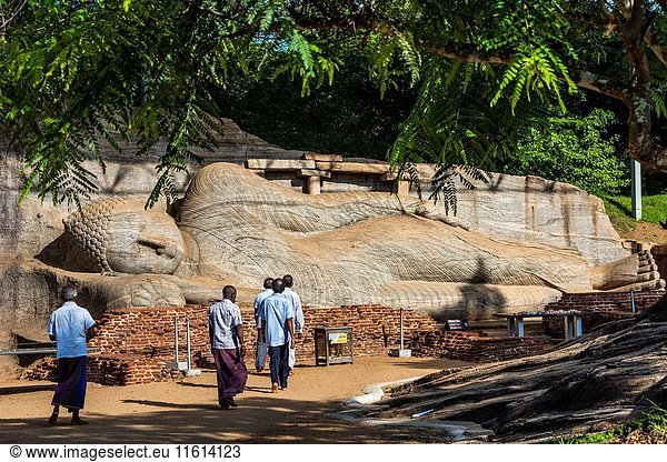 Reclining Buddha  Gal Vihara  Ancient City of Polonnaruwa  North Central Province  Sri Lanka  Asia.