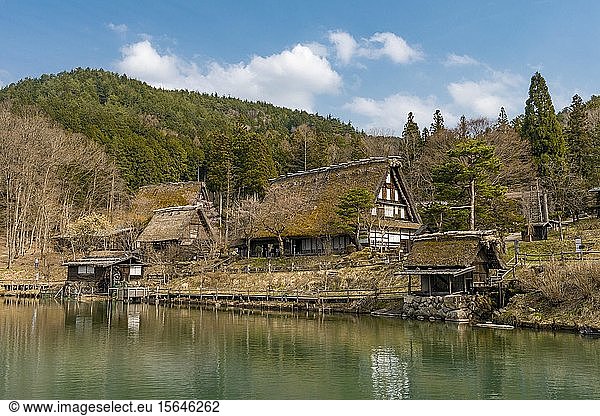 Reconstruction of an old Japanese village  Hida Minzoku Mura Folk Village  Hida no Sato  Takayama  Japan  Asia