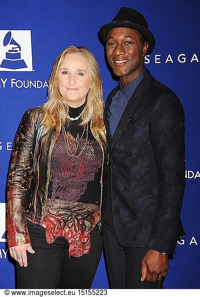 Recording artists Melissa Etheridge (L) and Aloe Blacc attend the 57th Annual GRAMMY Awards' 17th Annual GRAMMY Foundation Legacy Concert at the Wilshire Ebell Theatre on February 5  2015 in Los Angeles  California.
