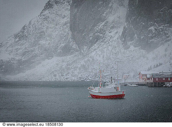 Red Boat in Stunning Norway