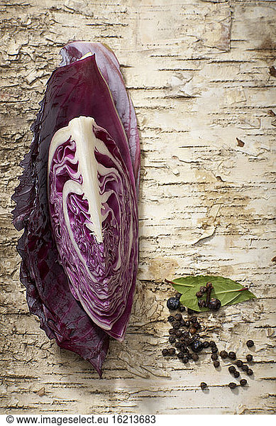 Red cabbage  Ingredients  elevated view