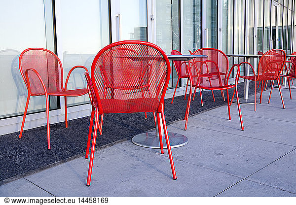 Red Chairs at Sidewalk Cafe