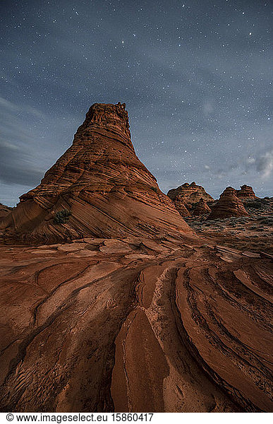Red Sandstone Rock Formation in Remote Arizona Desert Under a St