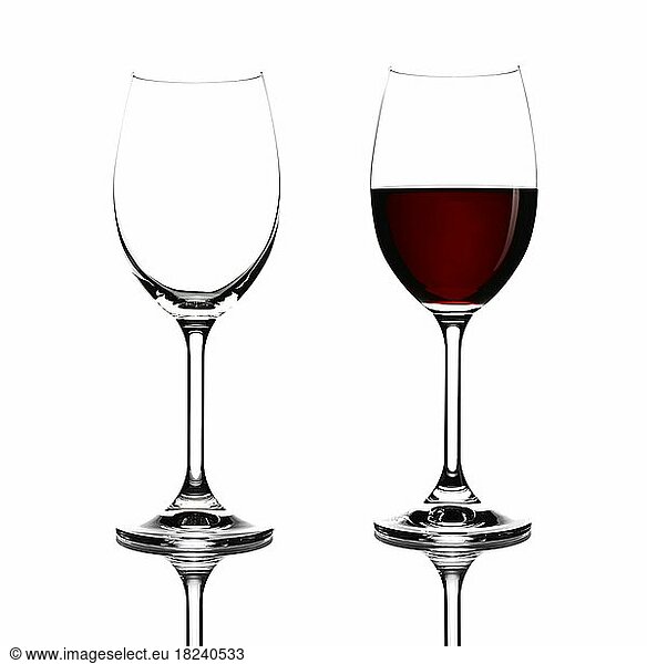 Red wine in a glass isolated on white background  realistic photo image  with clip path