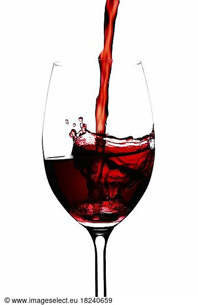 Red wine in a glass isolated on white background  realistic photo image  with clip path