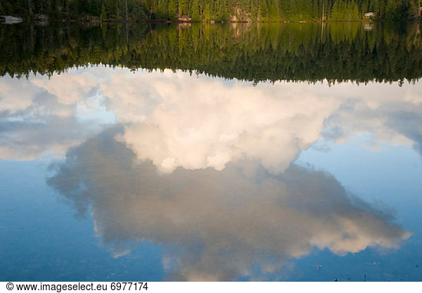 Reflection of Clouds in Gunflint Lake  Cortes Island  British Columbia  Canada