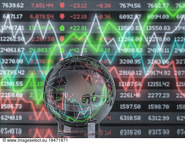 Reflection of data and graph on globe