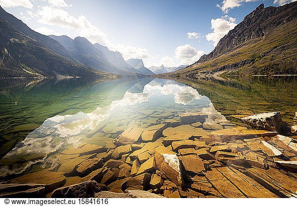 Reflection St Mary Lake  Glacier National Park  Montana