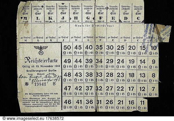 Reich egg card from the Berlin Nutrition Office  valid from 13 November 1944