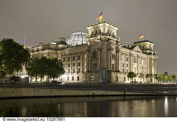 Reichstag building at night  Berlin  Germany