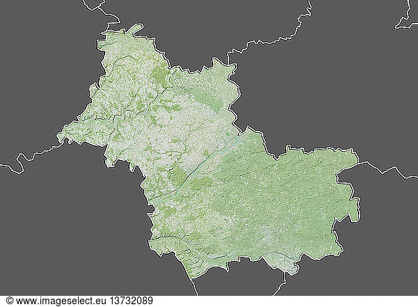 Relief map of the departement of Loir-et-Cher  France. It is home of numerous castles located in the Loire valley. This image was compiled from data acquired by LANDSAT 5 & 7 satellites combined with elevation data.