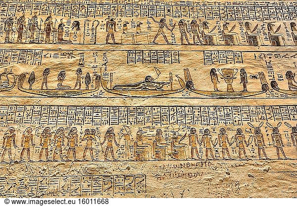 Reliefs  Grabmal von Ramses V & VI  KV9  Tal der Könige  UNESCO-Weltkulturerbe  Luxor  Ägypten