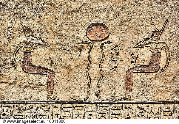 Reliefs  Grabmal von Ramses V & VI  KV9  Tal der Könige  UNESCO-Weltkulturerbe  Luxor  Ägypten