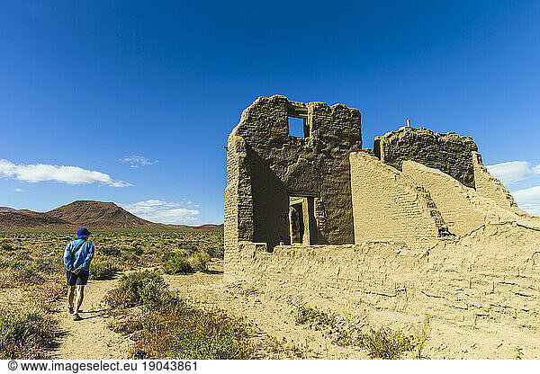 Remains of old adobe buildings at Fort Churchill State Historic Park  Silver Springs  Nevada  USA