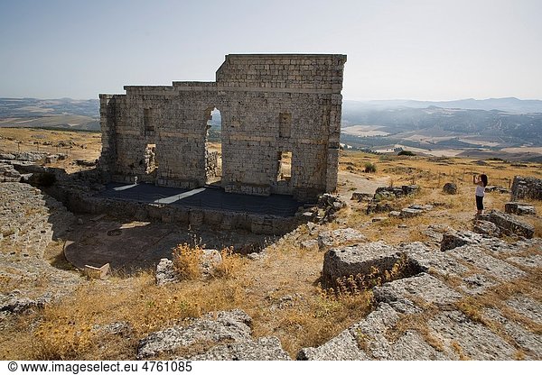 Remains of the Roman Theatre of Acinipo  Roman city of Acinipo  Ronda  Andalucia  Spain