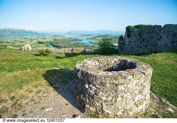 Remains of waterwell at castle at Skhodra  Albania