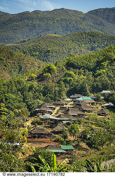 Remote village in mountains near Kengtung  Myanmar