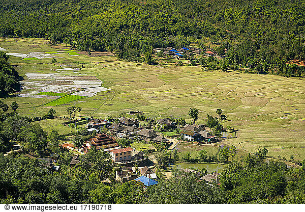 Remote village of Akhu tribe near Kengtung  Myanmar