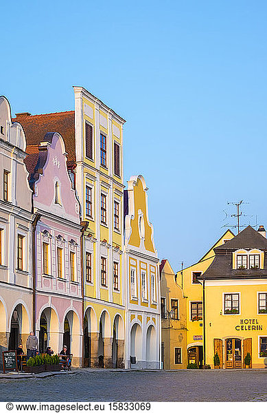 Renaissance and Baroque houses on Namesti Zachariase z Hradce square  TelÄ?  Vysocina Region  Czech Republic