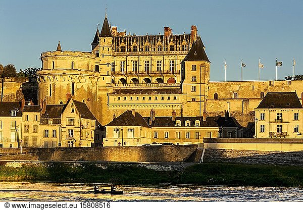 Renaissance castle of Amboise at sunset  Loire Valley  Unesco World heritage Site  Indre et loire department  Centre-Val de Loire  France  Europe