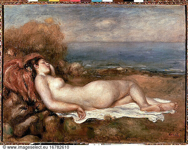 Renoir  Auguste 1841–1919. “Baigneuse couchee au bord de la mer . Painting.
Winterthur  Oskar Reinhart Collection.