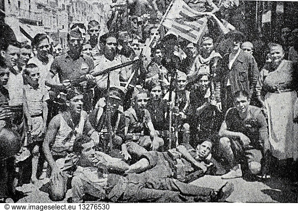 Republican militia soldiers in Madrid during the Spanish Civil War