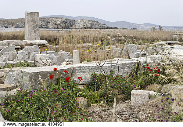 Reste der Philipps-Stoa  Delos  Griechenland