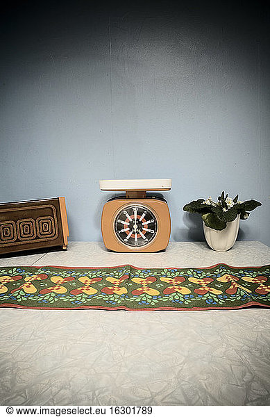 Retro  Scale  Toaster and flower