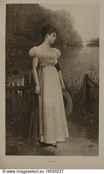 Reverie  Photogravure Print from an Original 1890 Painting by Jules Emile Saintin  Gebbie & Husson Co. Ltd.  1893