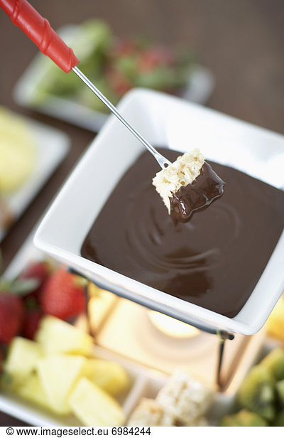 Rice Krispies Square Dipped in Chocolate Fondue