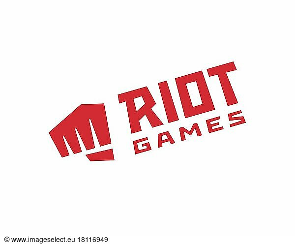 Riot Games  gedrehtes Logo  Weißer Hintergrund
