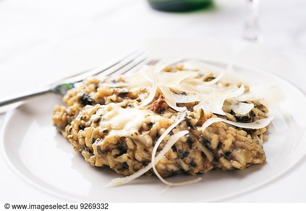 Risotto with parmesan garnish