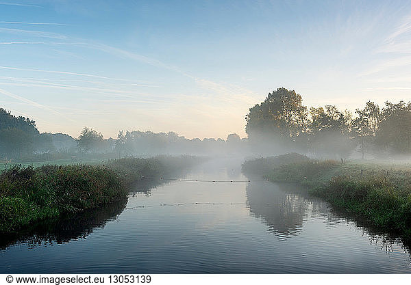 River Mark in early morning mist  Netherlands