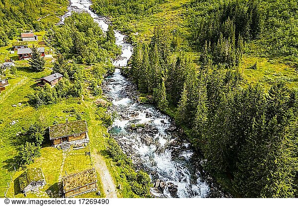 River running through the glacial valley  Trollstigen mountain road  Norway  Europe