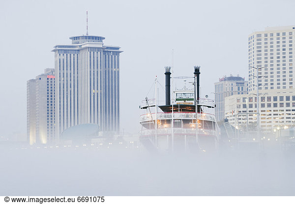 Riverboat in the Fog at Day