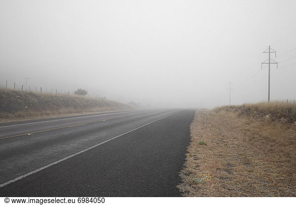 Road and Fog  Alpine  Brewster County  Texas  USA